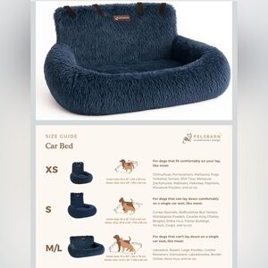 Navy Blue Plush Pelsbarn Double Dog Car Seat M/L